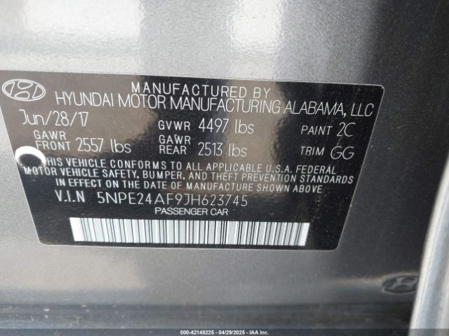 2018 HYUNDAI SONATA 5NPE24AF9JH623745 Photo 8