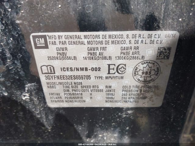 3GYFNEE32ES659705 Cadillac Srx Luxury Collection