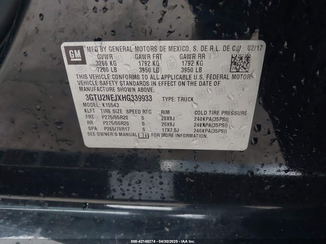 3GTU2NEJXHG339933 GMC Sierra 1500 Slt