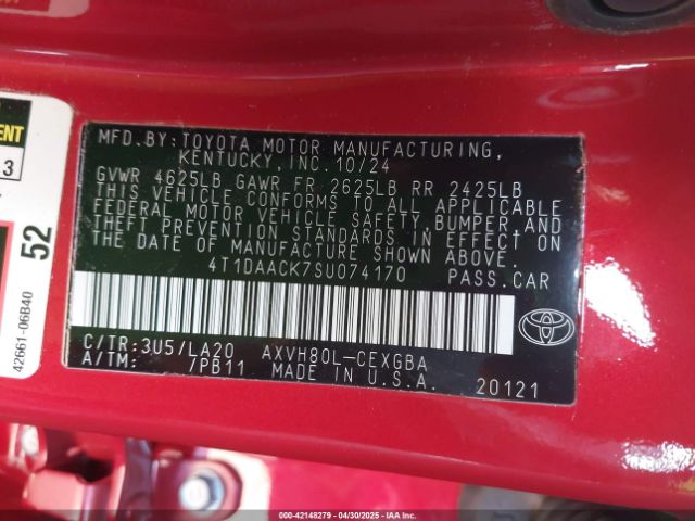 4T1DAACK7SU074170 Toyota CAMRY XLE