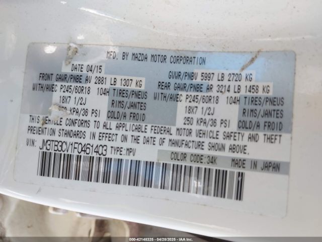 JM3TB3CV1F0461403 Mazda Cx-9 Touring
