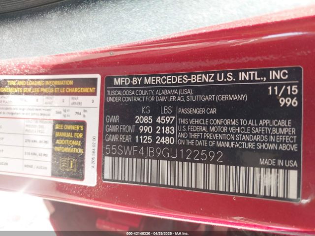 55SWF4JB9GU122592 Mercedes-Benz C 300 Luxury/sport