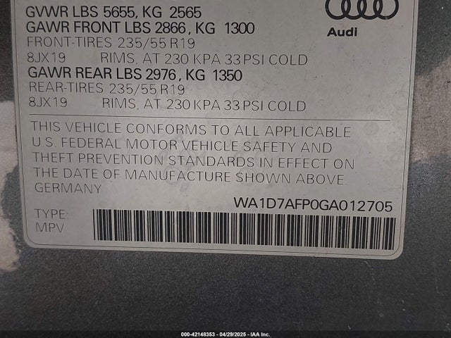 2016 AUDI Q5 WA1D7AFP0GA012705 Photo 8