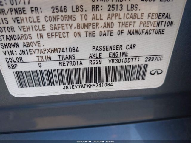 JN1EV7APXHM741064 Infiniti Q50 3.0t Signature Edition