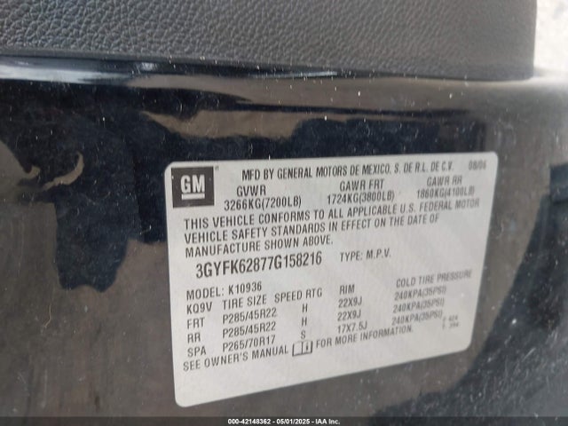 2007 CADILLAC ESCALADE EXT 3GYFK62877G158216 Photo 8