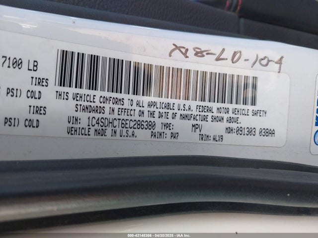 1C4SDHCT6EC286380 Dodge 2014