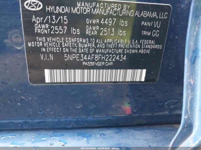 5NPE34AF8FH222434 Hyundai Sonata Sport