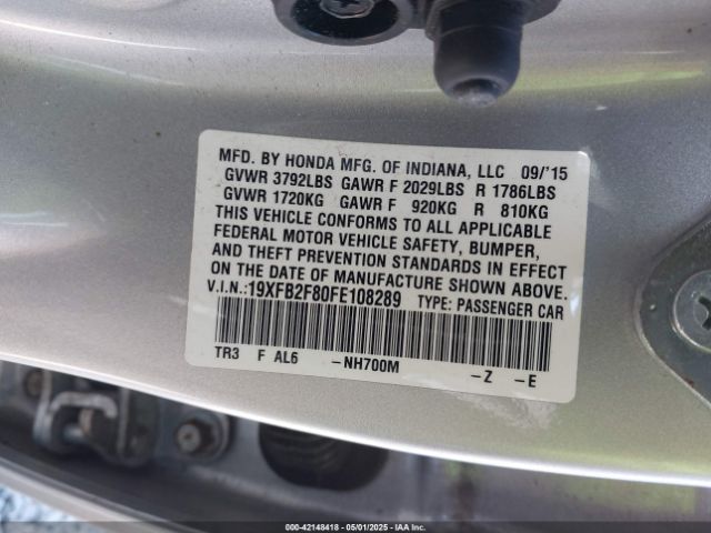 19XFB2F80FE108289 Honda CIVIC EX