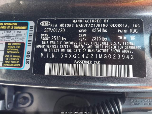 2021 KIA K5 5XXG14J21MG023942 Photo 8