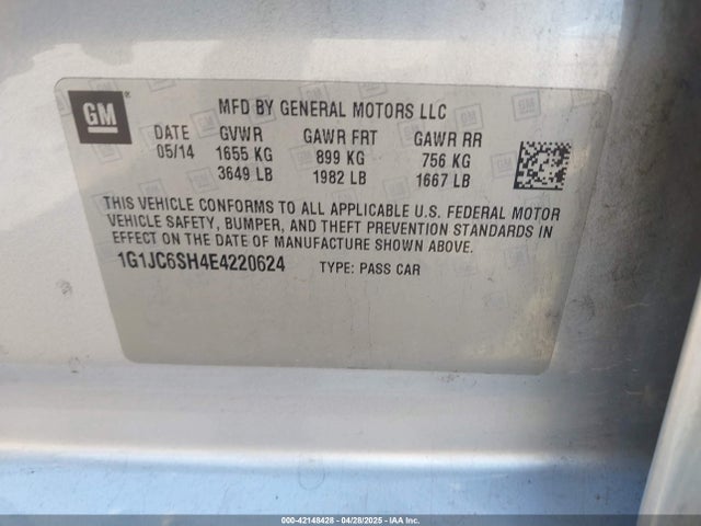 1G1JC6SH4E4220624 Chevrolet luw