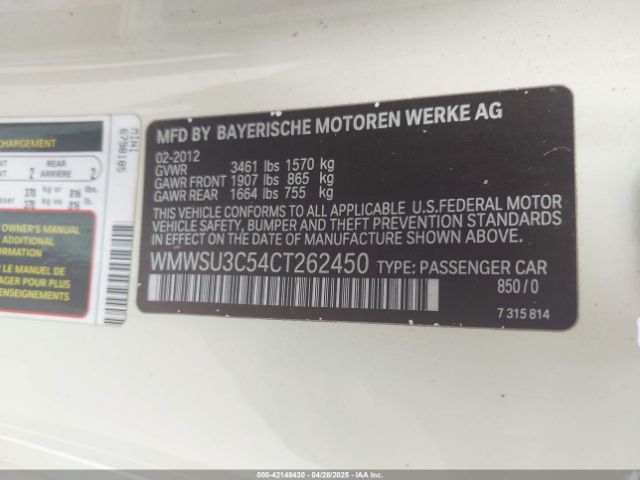 2012 MINI COOPER WMWSU3C54CT262450 Photo 8