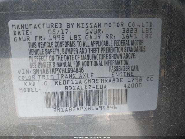 Nissan Sentra 2017 3N1AB7APXHL694846 Image 9