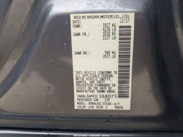 1N4AL3AP4JC168075 Nissan Altima 2.5 Sr