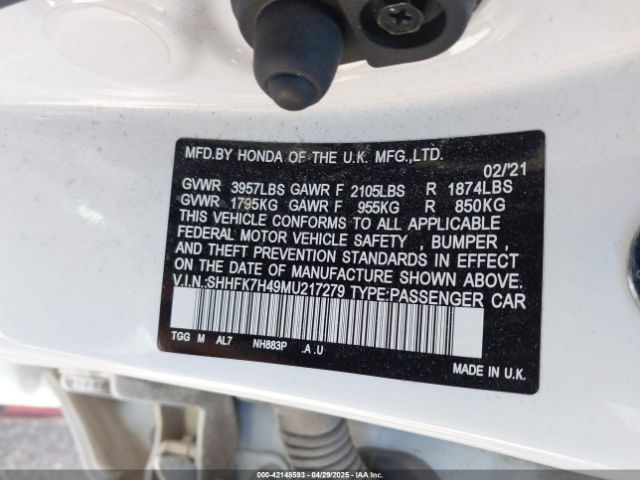 2021 HONDA CIVIC SHHFK7H49MU217279 Photo 8