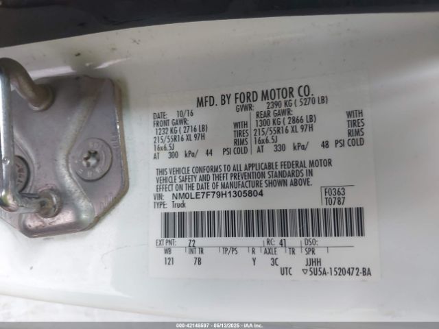 NM0LE7F79H1305804 Ford Transit Connect Xlt