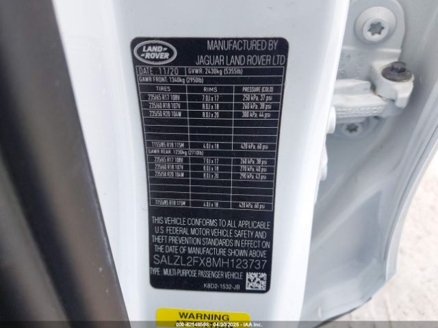 2021 LAND ROVER RANGE ROVER EVOQUE SALZL2FX8MH123737 Photo 8