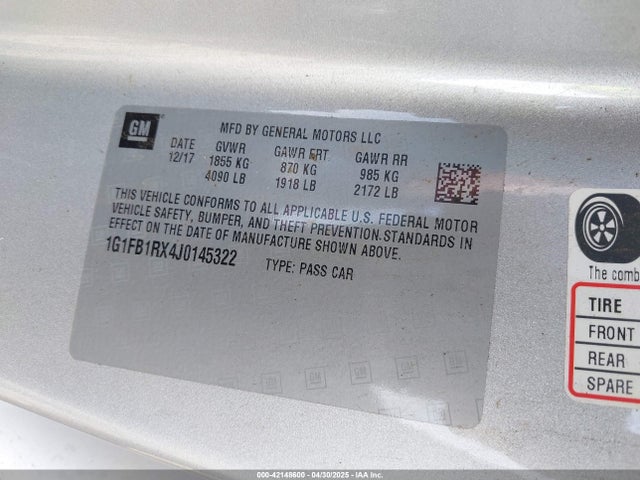 Chevrolet Camaro 1lt 2018 1G1FB1RX4J0145322 Image 9