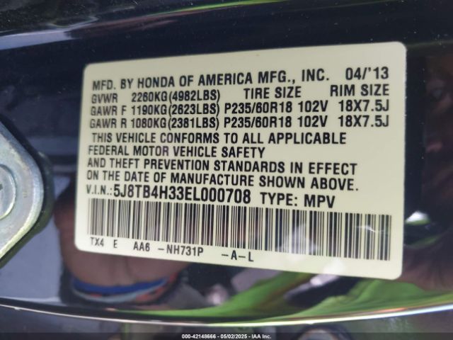 5J8TB4H33EL000708 Acura RDX