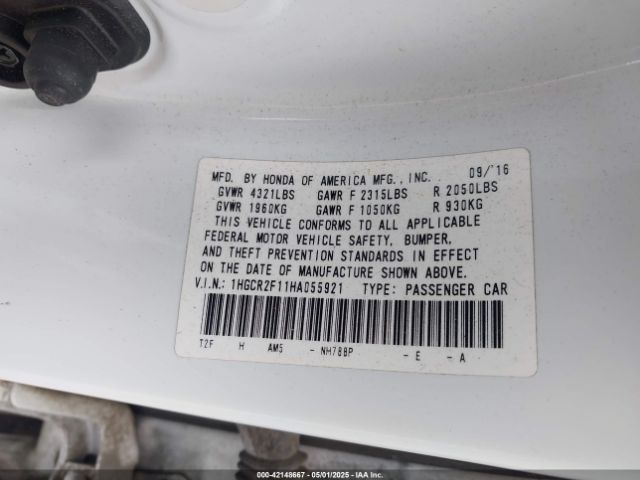 1HGCR2F11HA055921 Honda Accord Sport Se