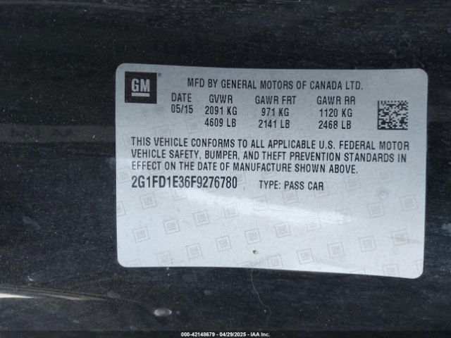 2G1FD1E36F9276780 Chevrolet Camaro 1lt