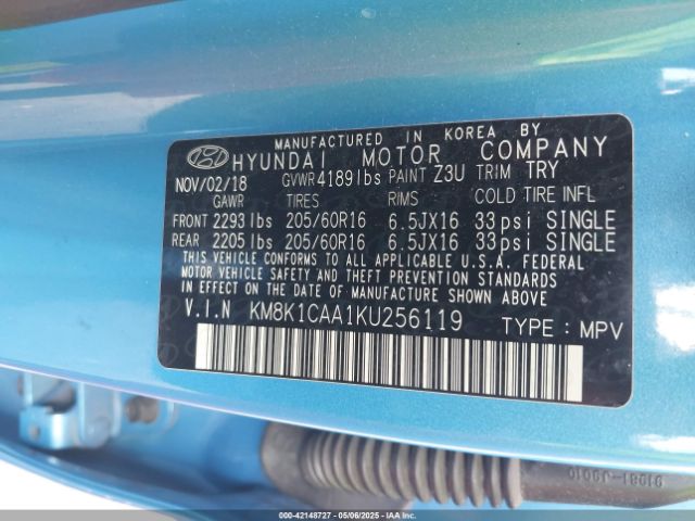 KM8K1CAA1KU256119 Hyundai Kona Se