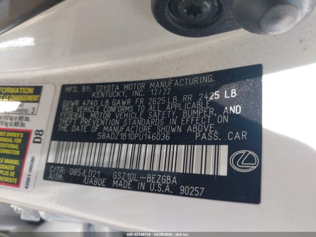 58ADZ1B10PU146036 Lexus ES 350