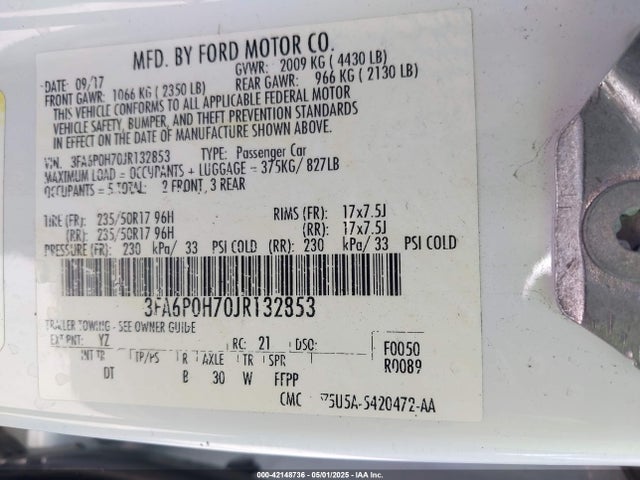 Ford 2018 2018 3FA6P0H70JR132853 Image 9