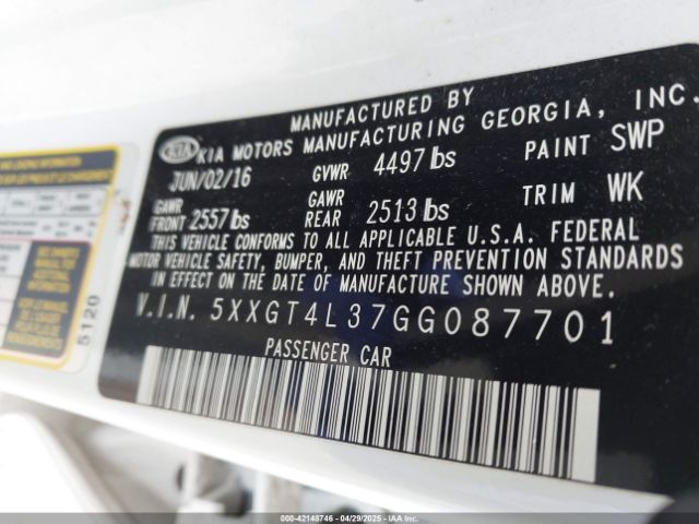 5XXGT4L37GG087701 KIA Optima Lx