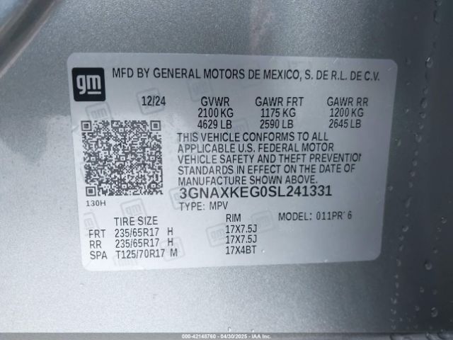 2025 CHEVROLET EQUINOX 3GNAXKEG0SL241331 Photo 8