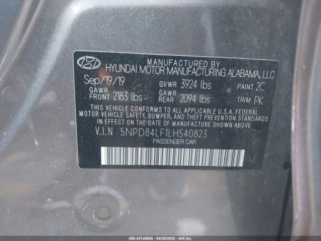 5NPD84LF1LH540823 Hyundai ELANTRA SEL