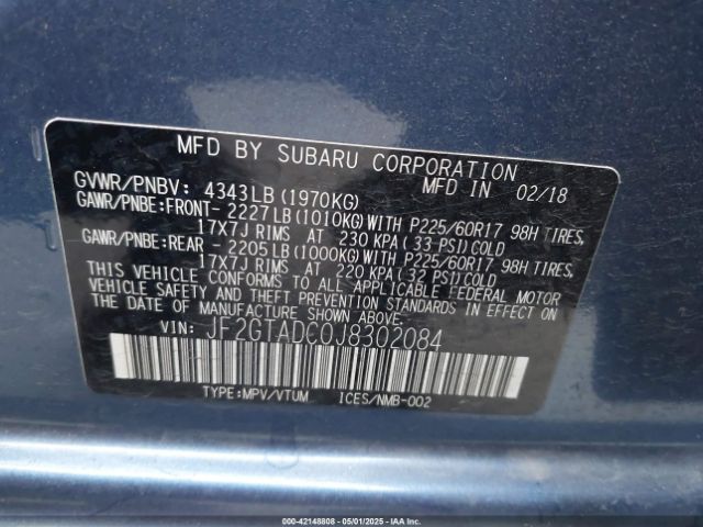 JF2GTADC0J8302084 Subaru Crosstrek 2.0i Premium