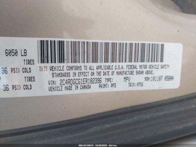 2C4RDGCG1ER182396 Dodge Grand Caravan Sxt