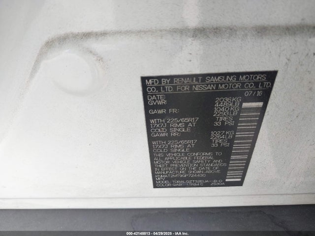 Aukcja sprzedaży 2016 Nissan Rogue Sv, vin: KNMAT2MT9GP724430, numer aukcji: 42148813