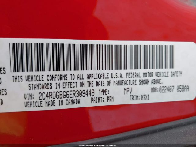 2C4RDGBG6ER309449 Dodge Grand Caravan Se