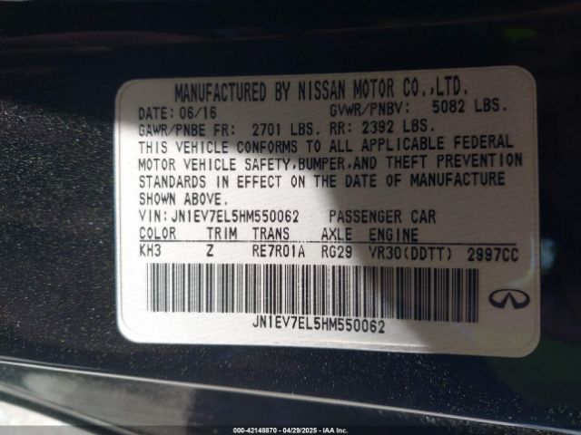 JN1EV7EL5HM550062 Infiniti Q60 3.0t Premium