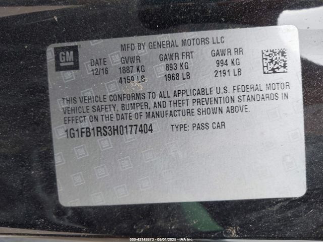 1G1FB1RS3H0177404 Chevrolet Camaro 1lt