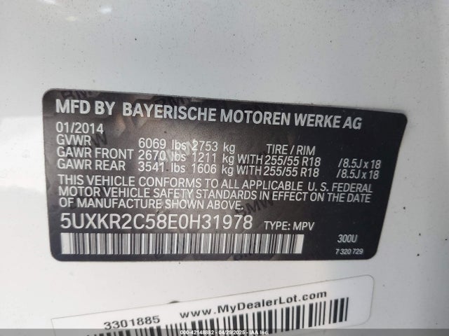 5UXKR2C58E0H31978 BMW 2014