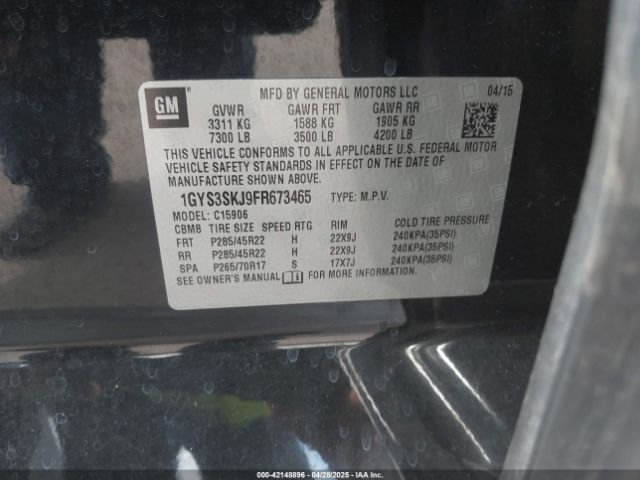 1GYS3SKJ9FR673465 Cadillac Escalade Esv Luxury