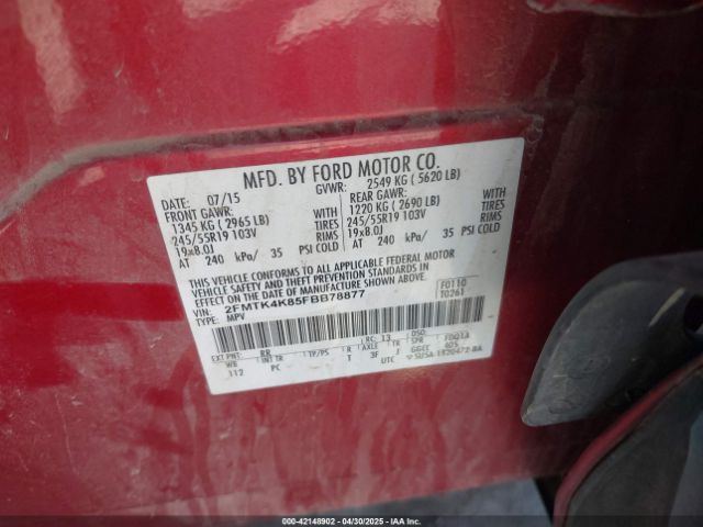 2FMTK4K85FBB78877 Ford Edge Titanium