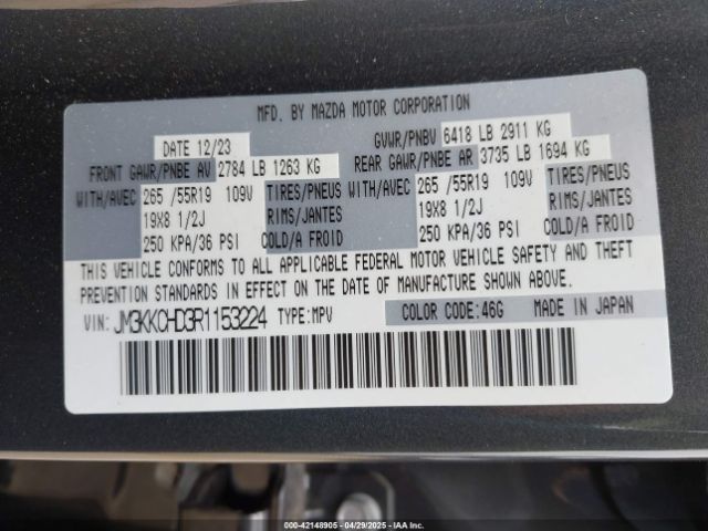 JM3KKCHD3R1153224 Mazda Cx-90 3.3 Turbo Preferred Plus