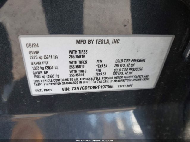 7SAYGDED0RF197366 Tesla Model Y Long Range Dual Motor All-wheel Drive/rwd