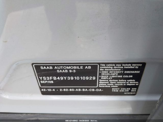 2009 SAAB 9-3 YS3FB49Y391010929 Photo 8