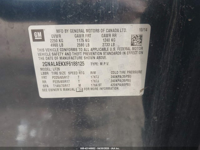 2GNALAEKXF6188125 Chevrolet EQUINOX LS