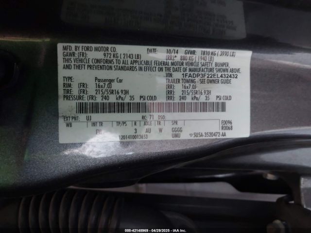 1FADP3F22EL432432 Ford FOCUS SE