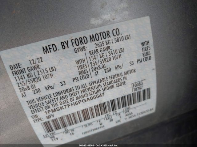 2023 FORD EXPLORER 1FMSK7FH6PGA05547 Photo 8