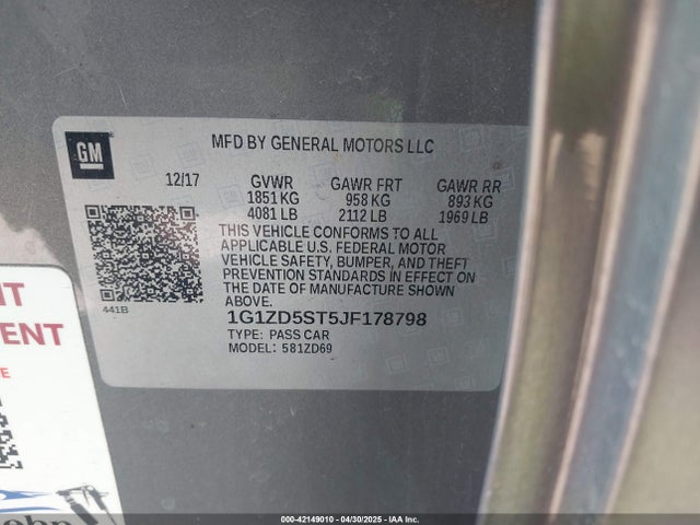 1G1ZD5ST5JF178798 Chevrolet MALIBU LT