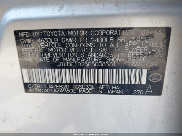 JTHBF1D25E5008581 Lexus IS 250