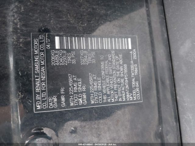 KNMAT2MT6HP578568 Nissan ROGUE SV