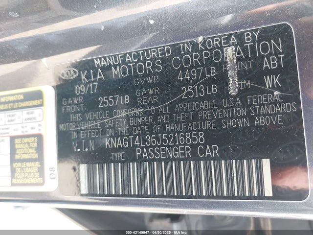 KNAGT4L36J5216858 KIA Optima Lx