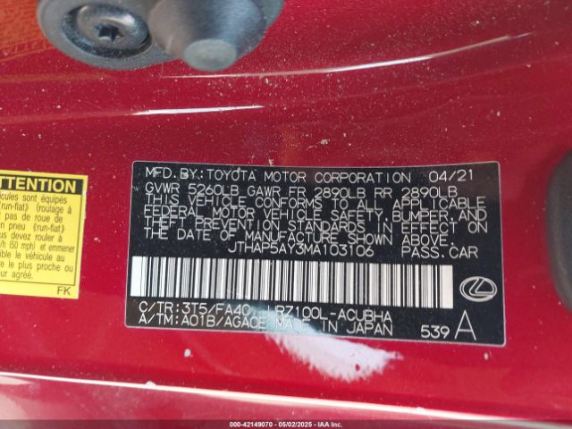 2021 LEXUS LC 500 JTHAP5AY3MA103106 Photo 8